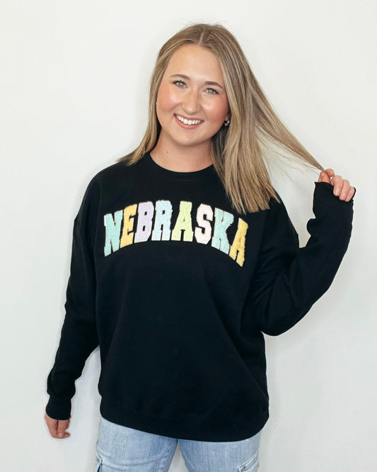 Nebraska Fuzzy Sweatshirt Black