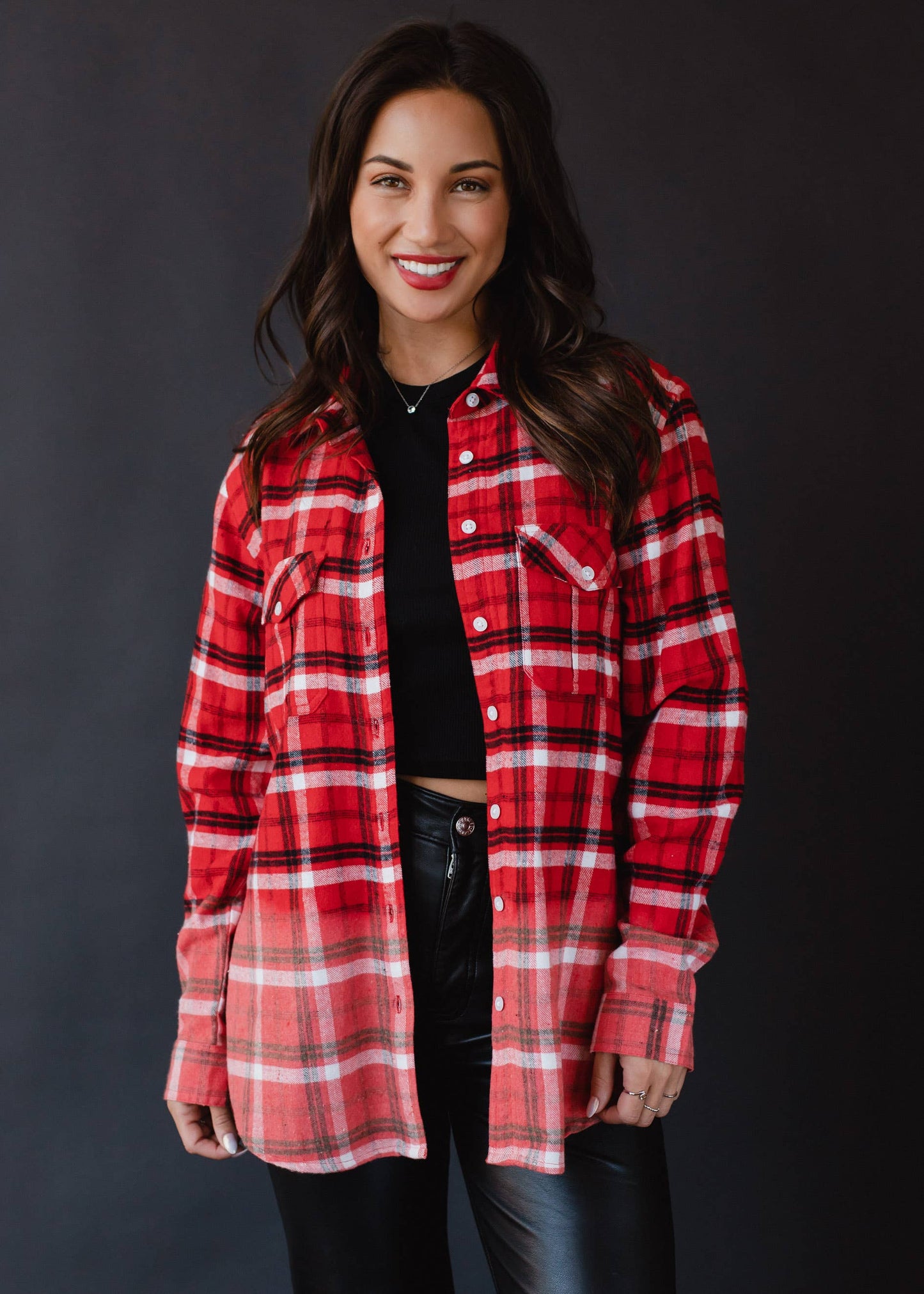 Dk Red, Black & White Plaid Flannel