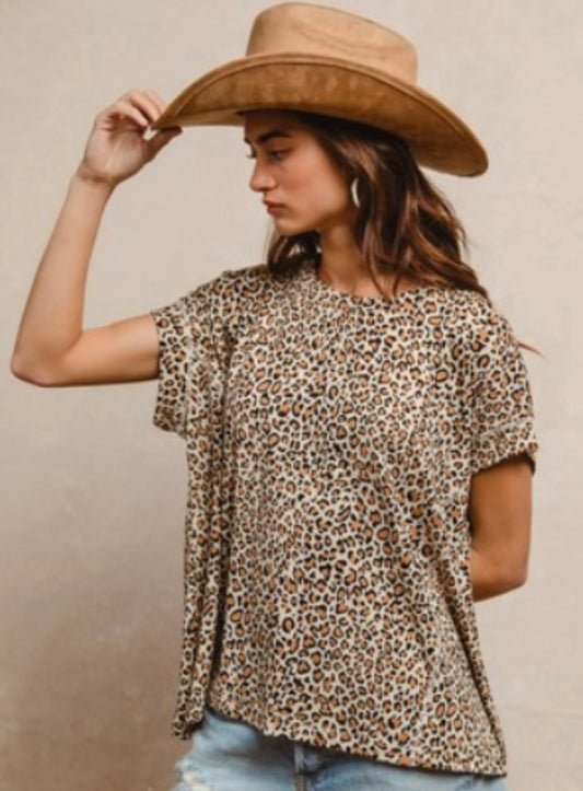 Leopard Print Outseam Tee