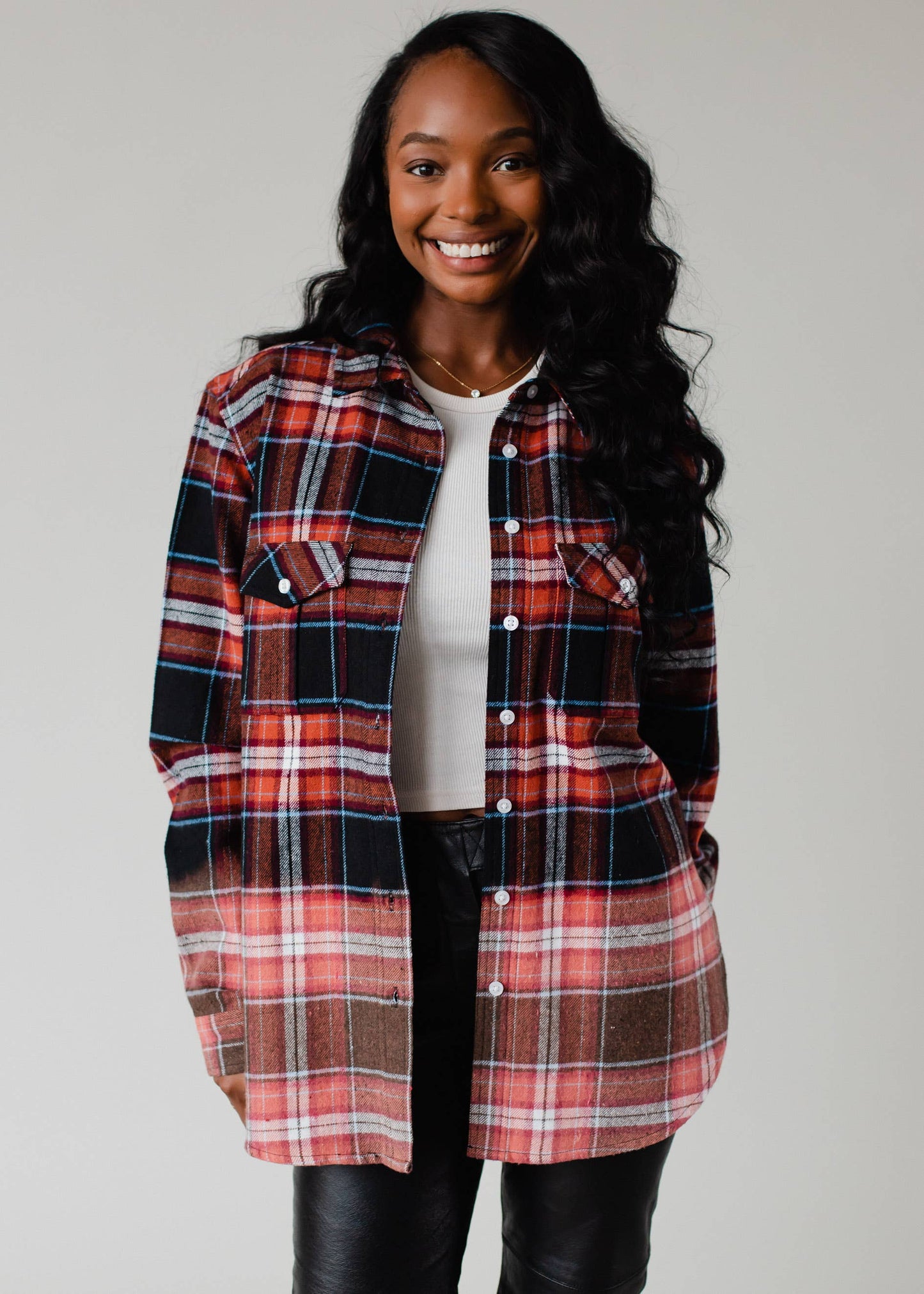 Black, Rust & Blue Plaid Flannel