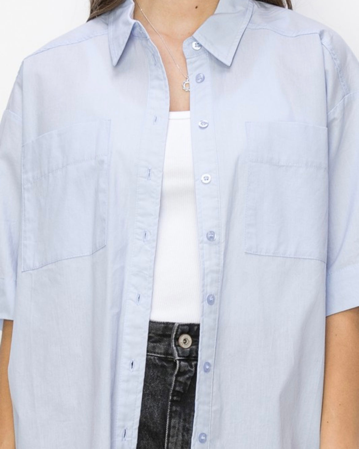 Poplin Oversized Short Sleeve Shirt