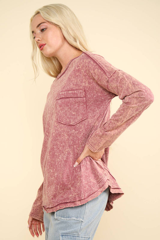 Mineral Washed Knit Top (mauve)