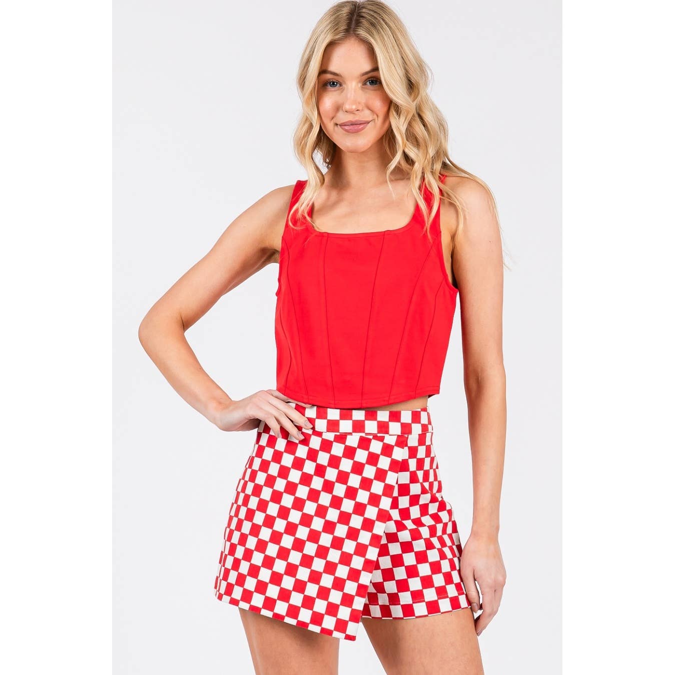 GAME DAY CHECKERED WRAP FRONT SKORT