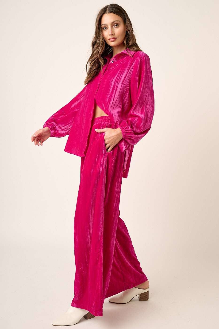 TEXTURED VELOUR LONG SLEEVE SHIRT