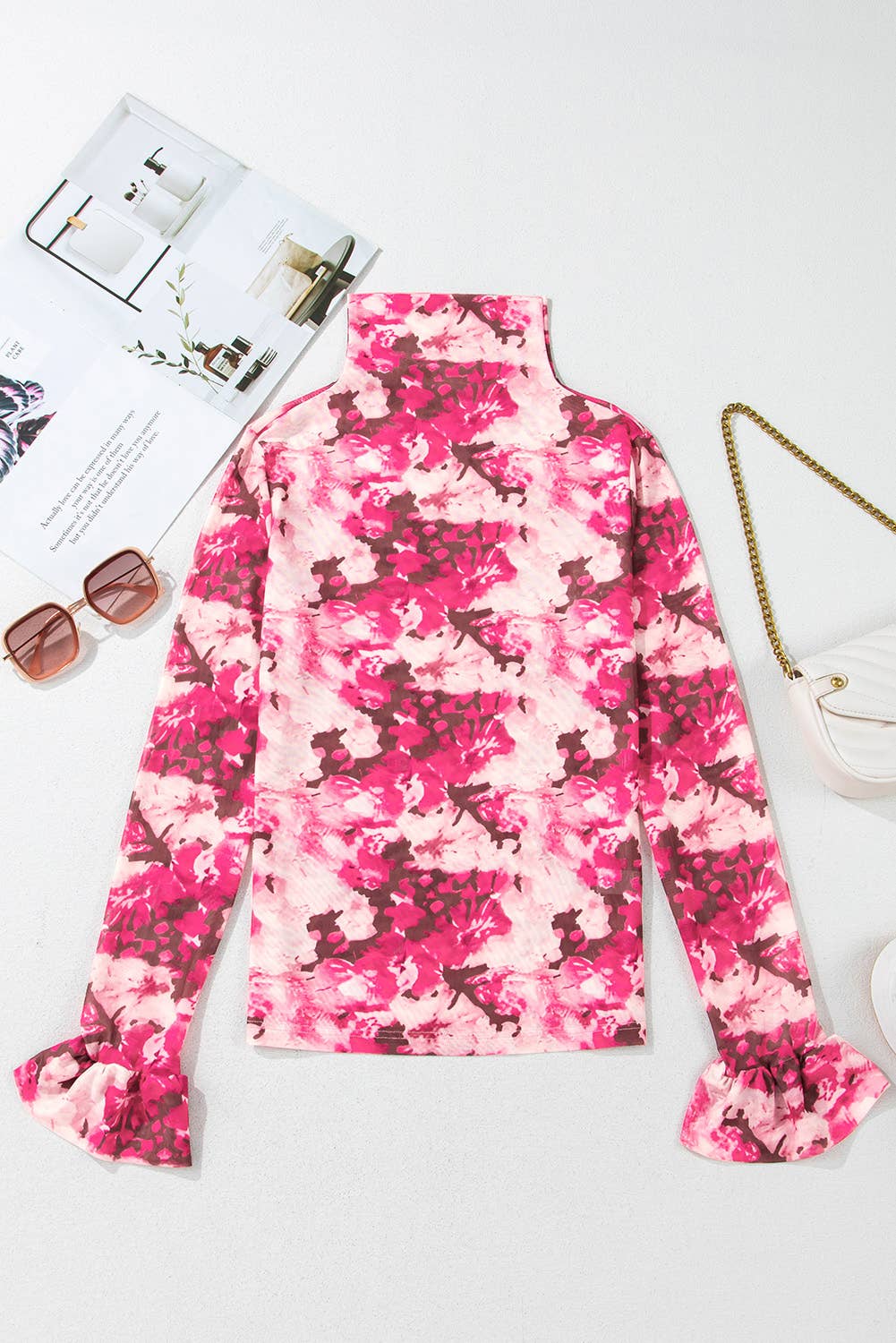 Ruffle Sleeve Floral Mesh Top