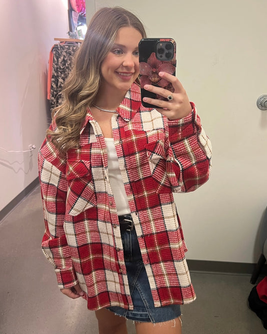 Oversized Red Flannel Shacket