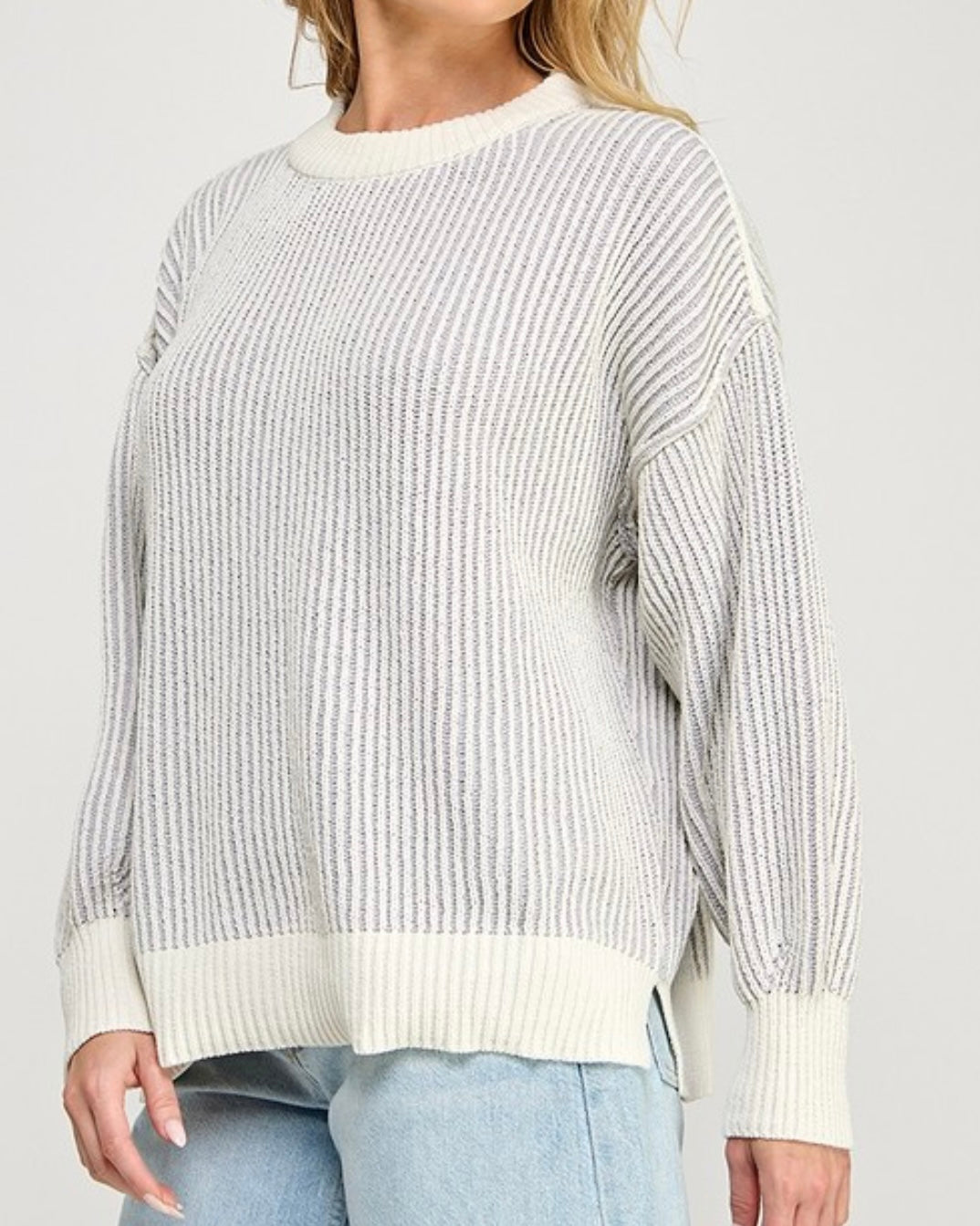 Grey Striped Sweater