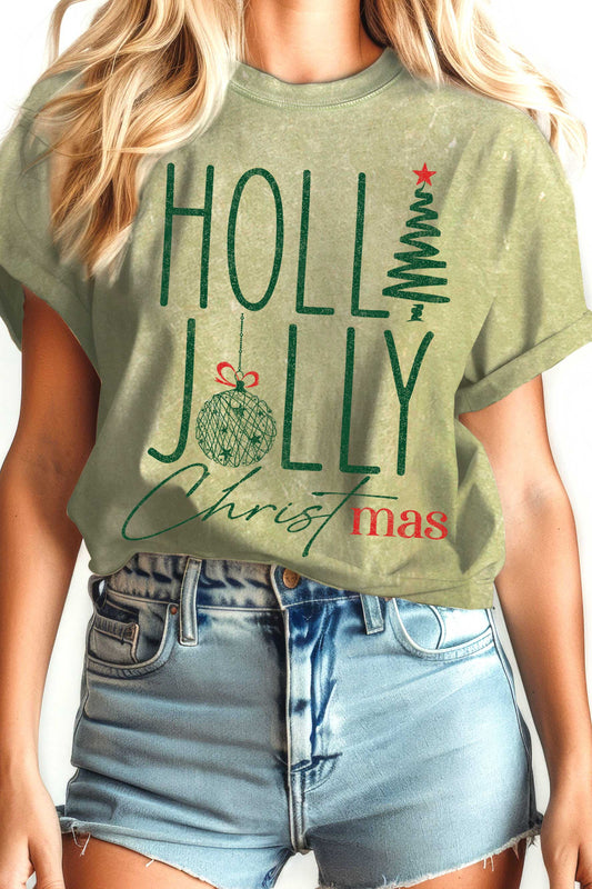 HOLLY JOLLY CHRISTMAS MINERAL GRAPHIC TEE