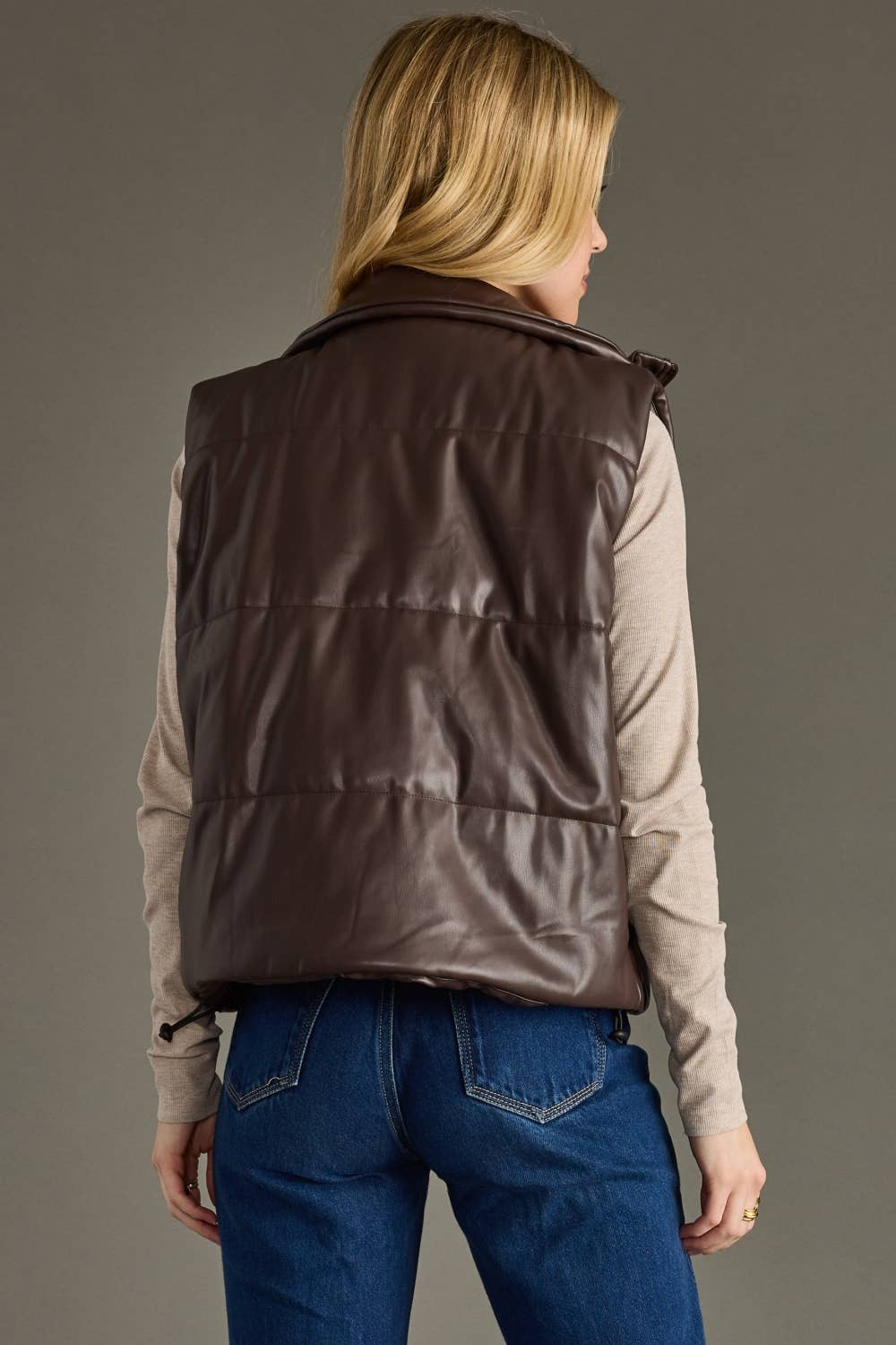 Brown Faux Leather Vest