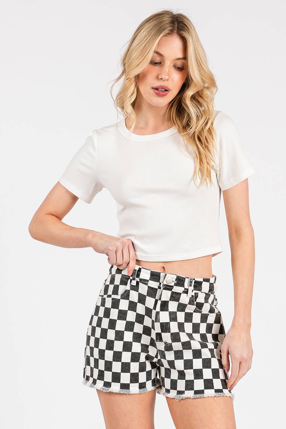 Black Gameday Checkered Shorts