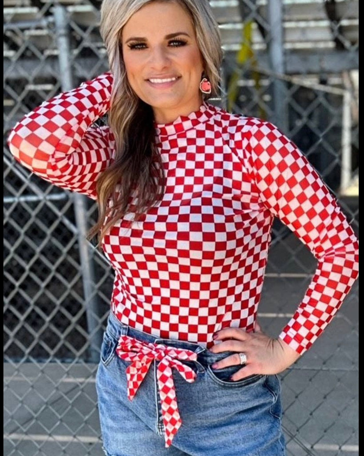 Pep Rally Mesh Top-Red