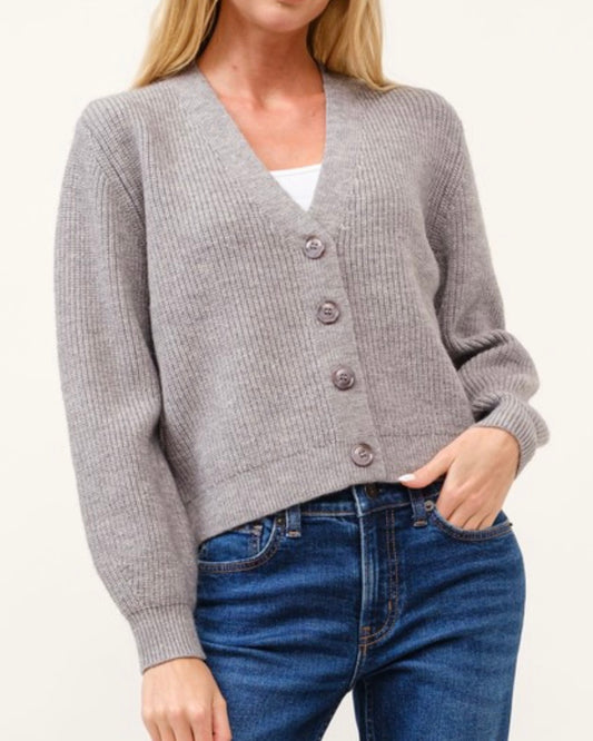 Ribbed V-Neck Cardigan
