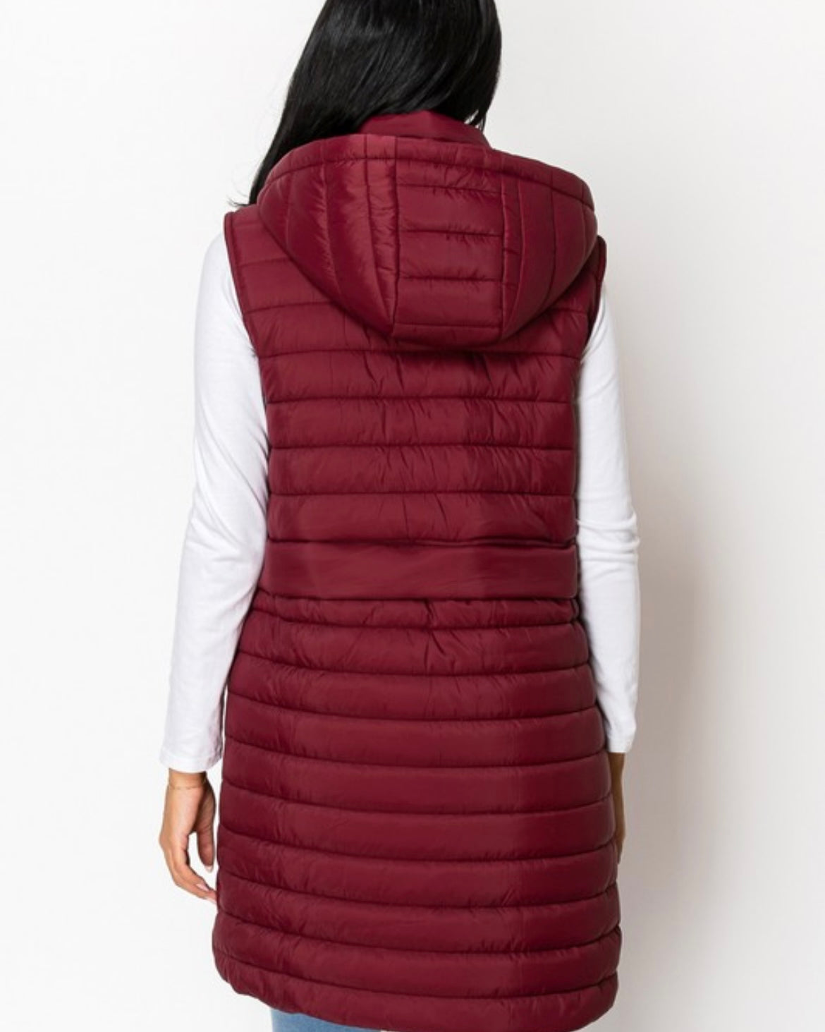 Long Sherpa Hooded Vest