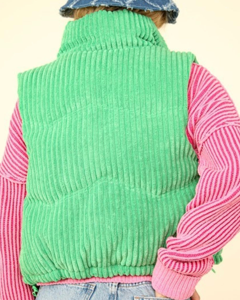 Corduroy Puffer Vest (2 Colors)