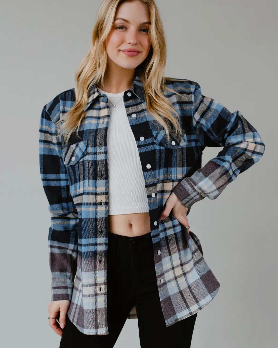 Blue, Grey, Brown Flannel