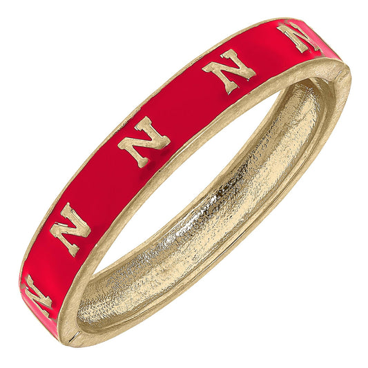 Nebraska Cornhuskers Enamel Logo Hinge Bangle : Red