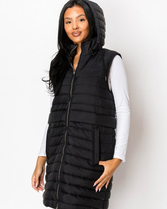 Long Sherpa Hooded Vest