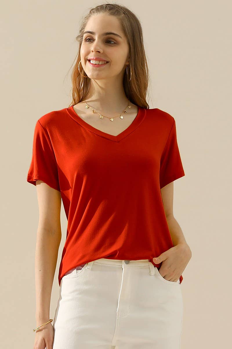 Red V Neck Supersoft Tee