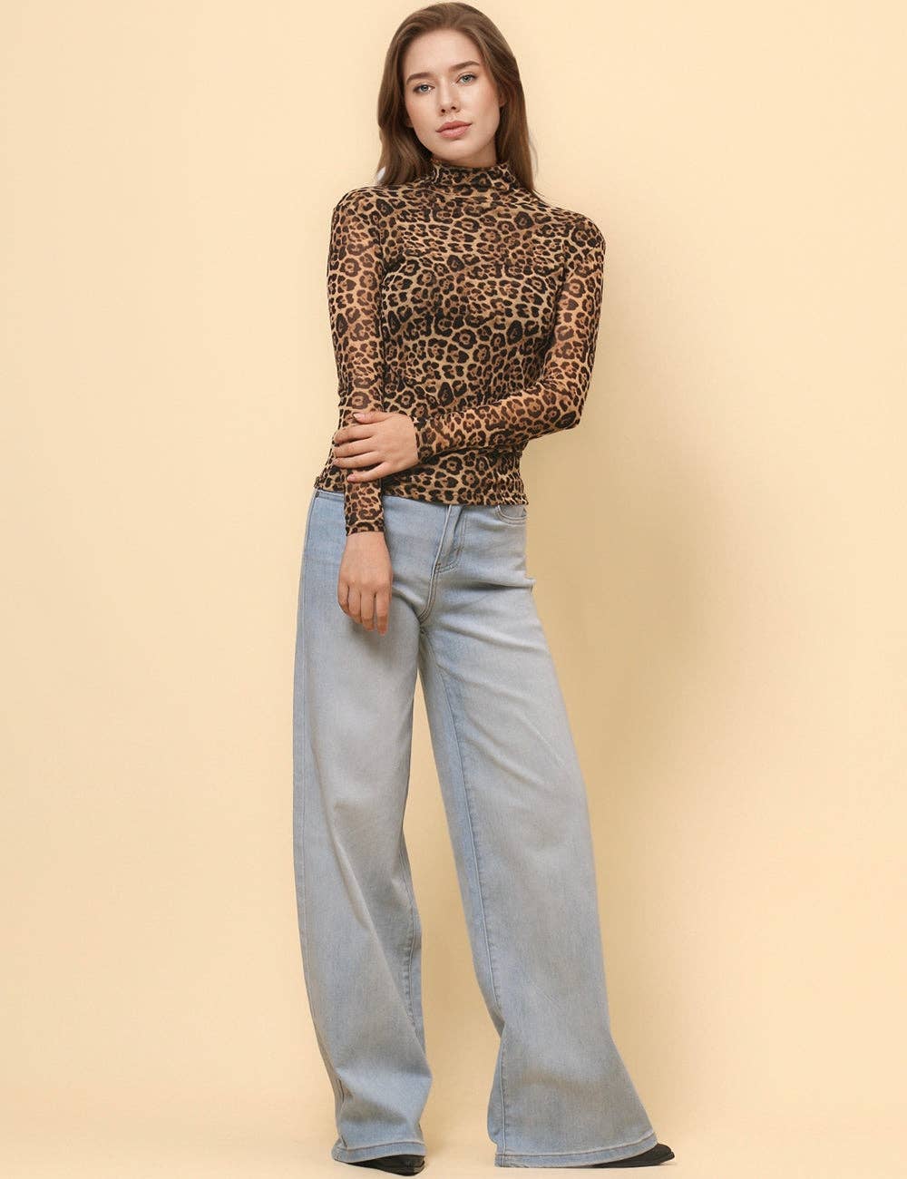 Leopard Print Mesh Top
