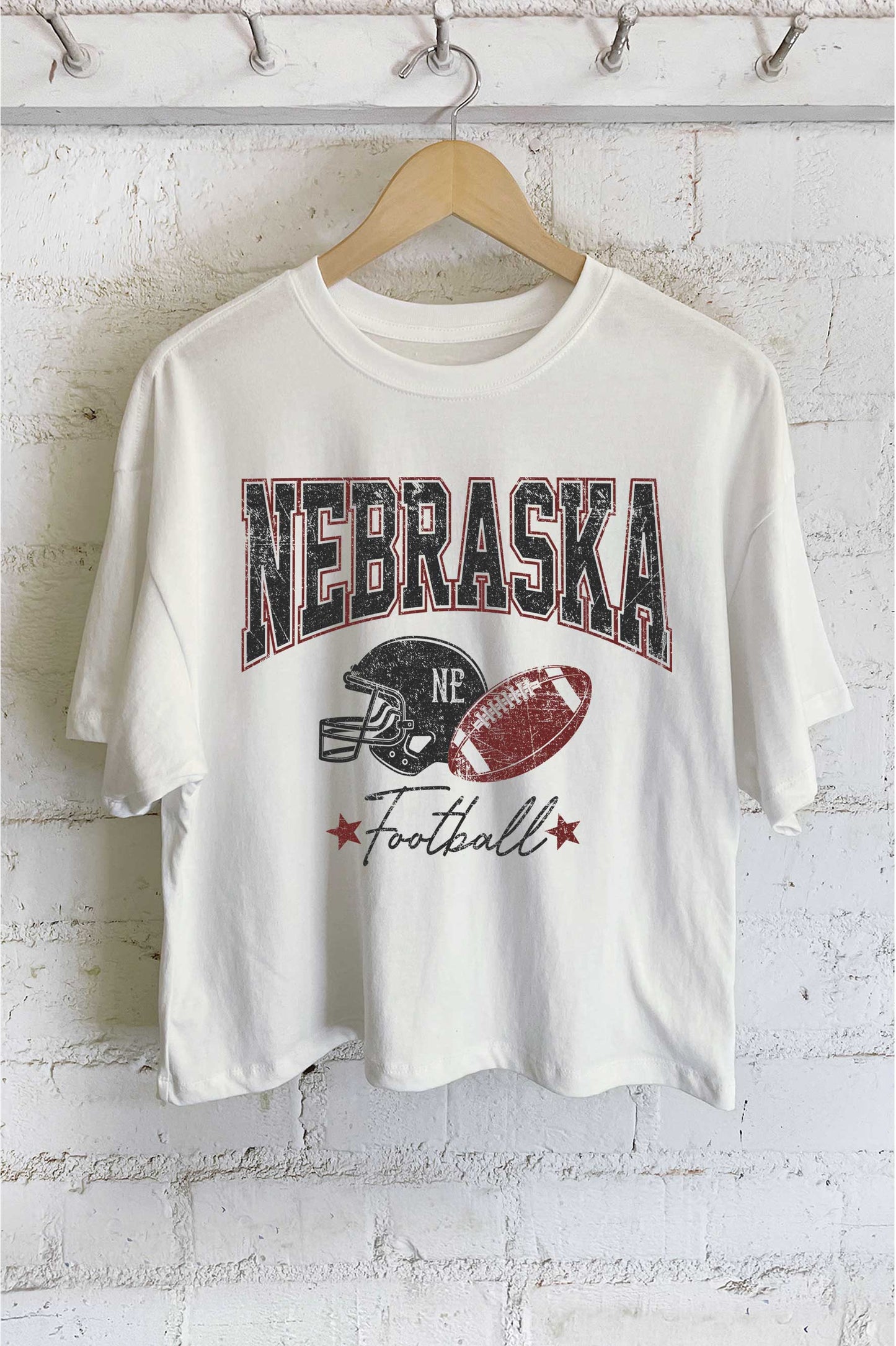Nebraska Football Long Crop Tee: Natural