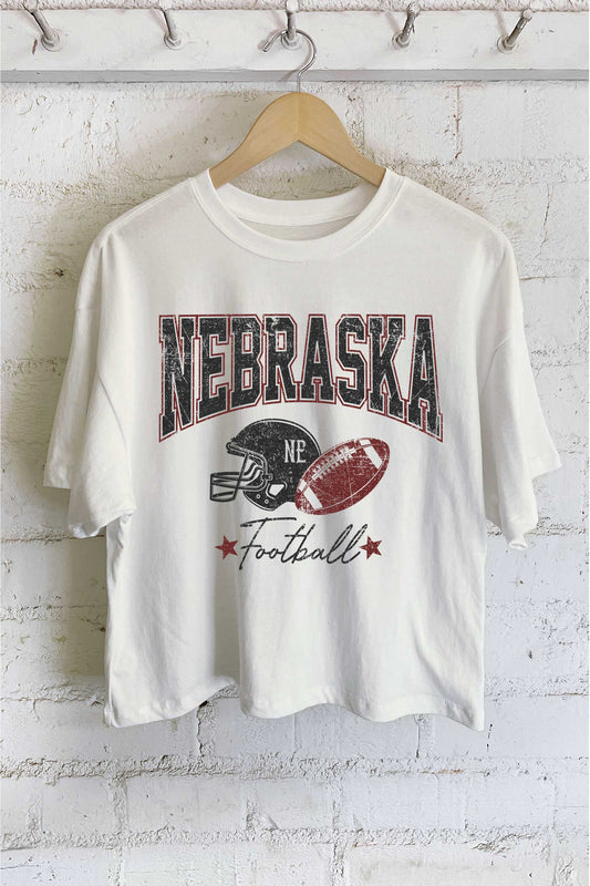 Nebraska Football Long Crop Tee: Natural