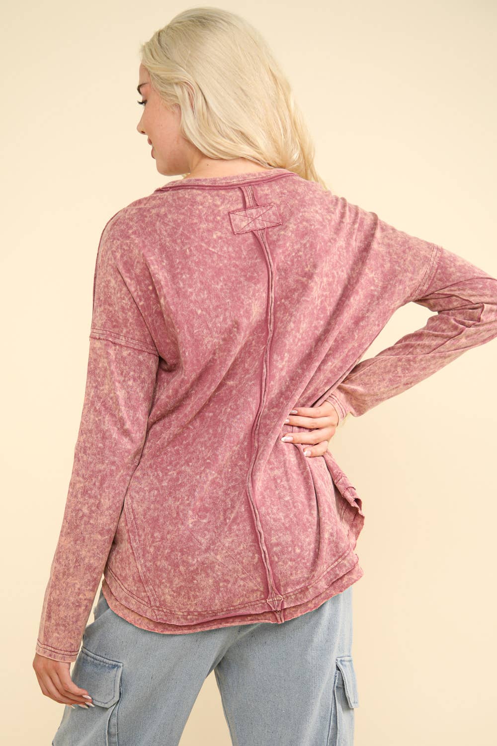Mineral Washed Knit Top (mauve)