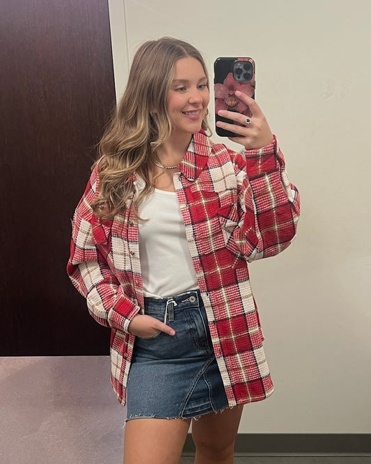 Oversized Red Flannel Shacket