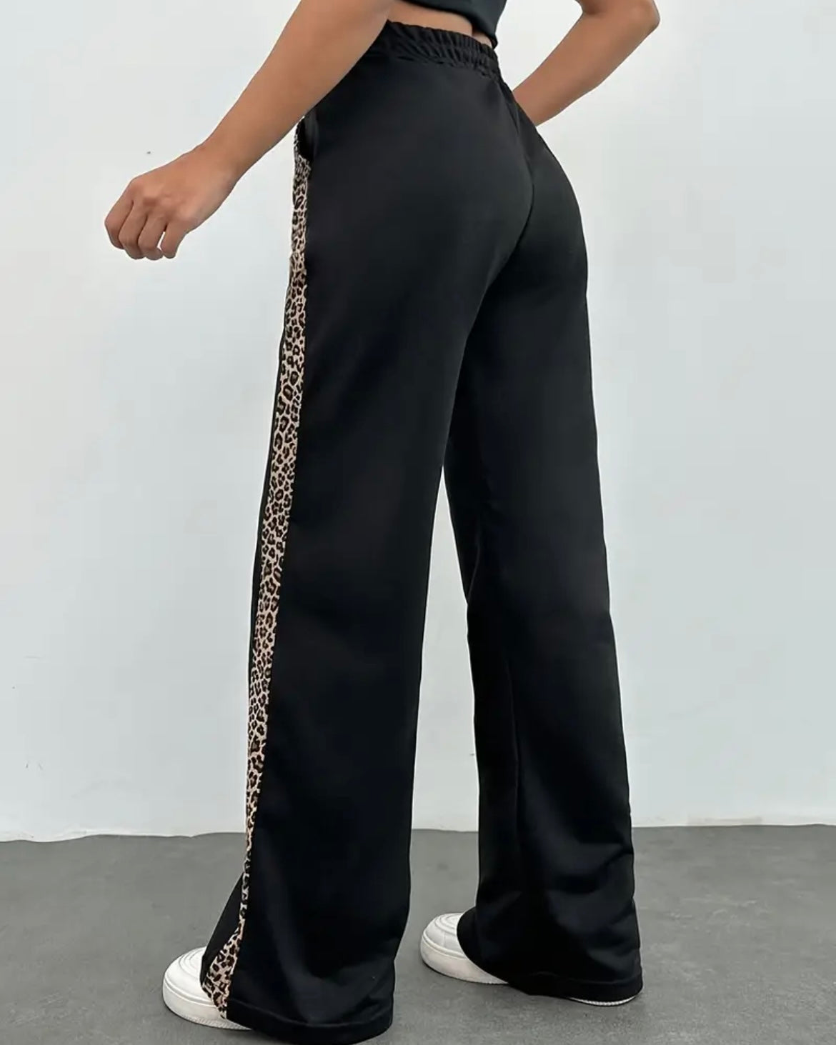 Black W/ Animal Print Stripe Knit Pants