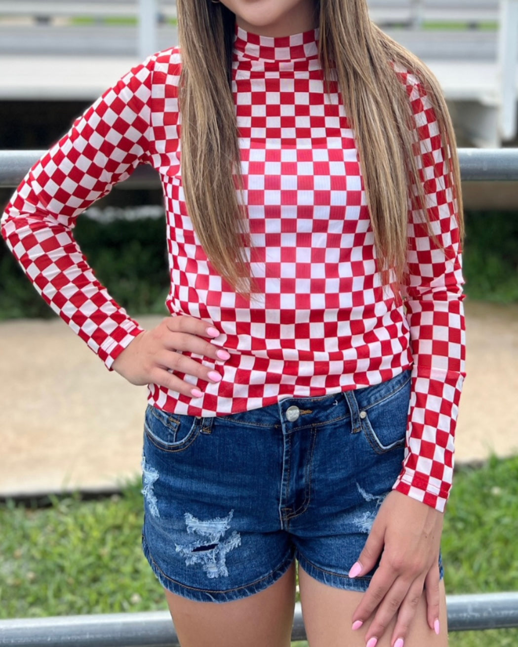 Pep Rally Mesh Top-Red