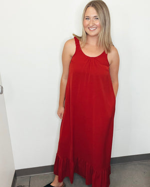 Red Sleeveless Maxi Dress