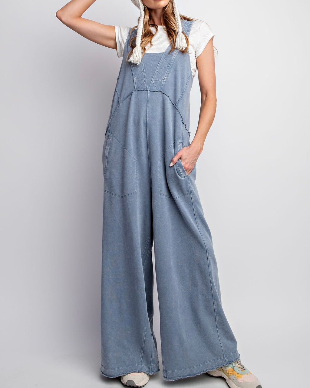 Washed Soft Terry Knit Jumpsuit