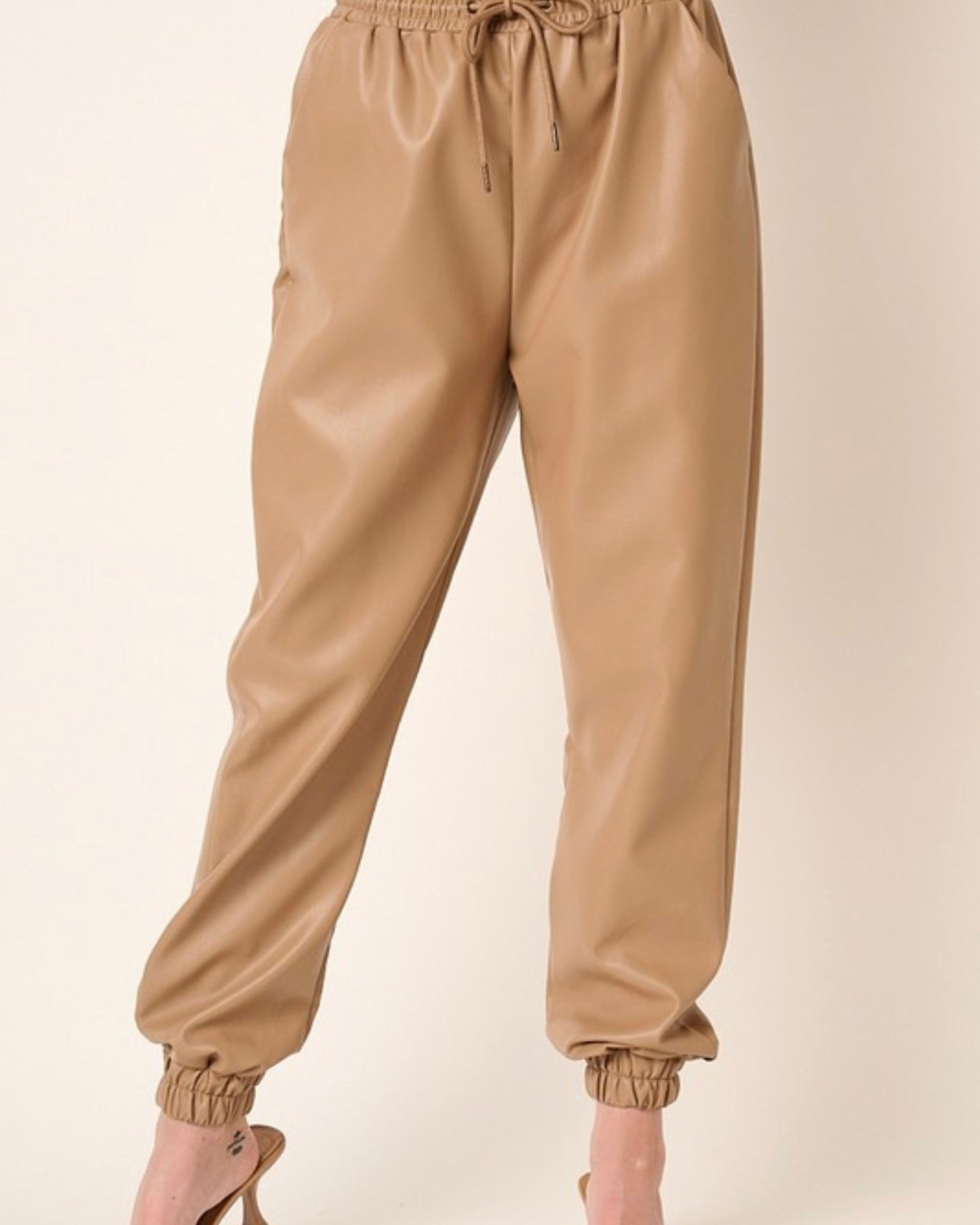 Faux Leather Joggers