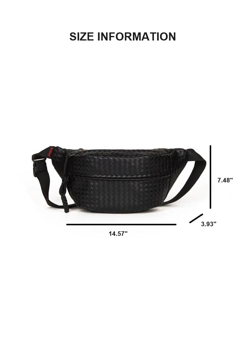 Vegan Leather Woven Crossbody Bag