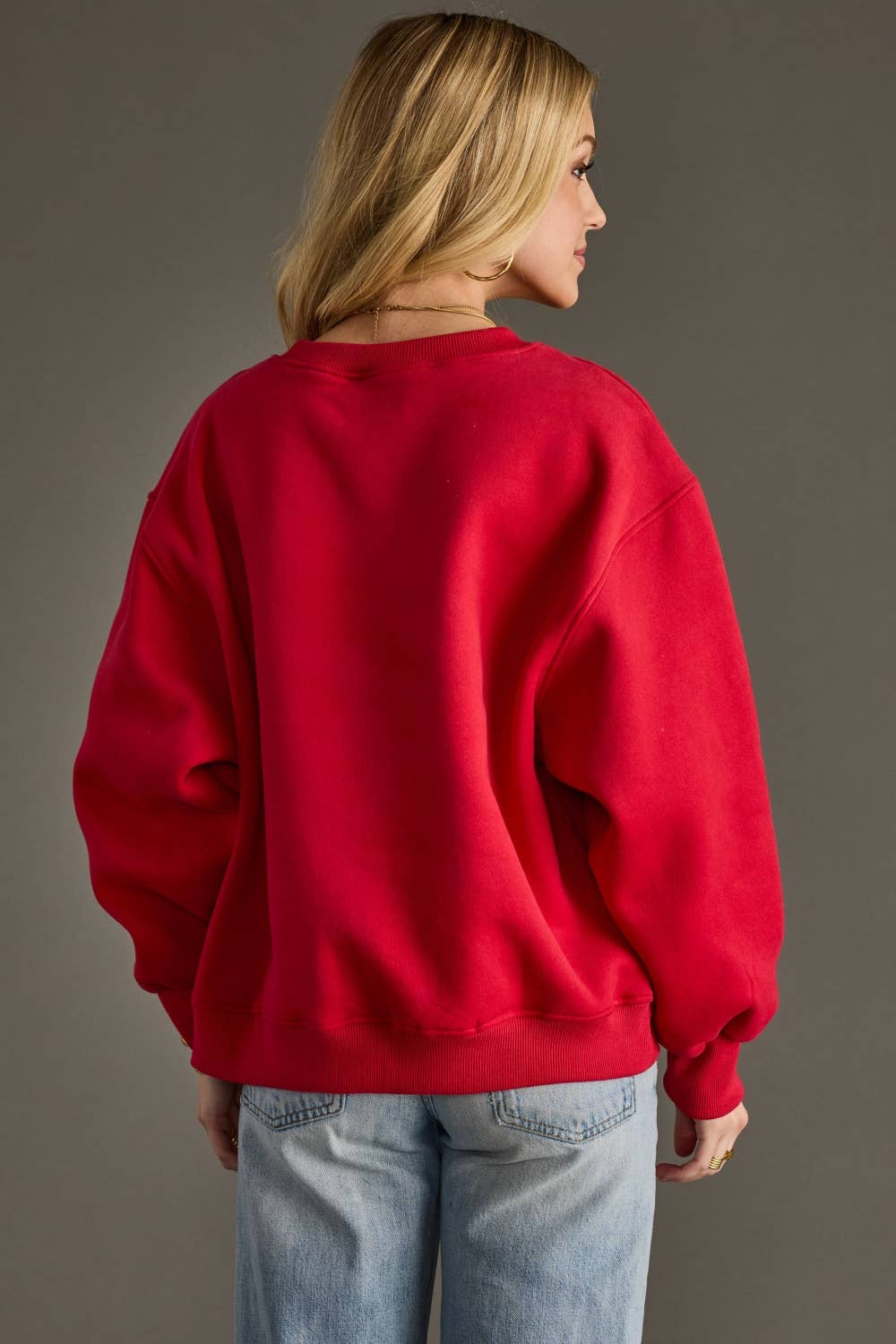 Red Fuzzy Letter Game Day Sweatshirt