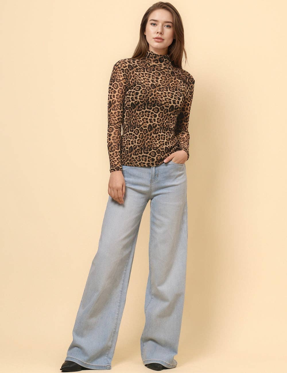 Leopard Print Mesh Top