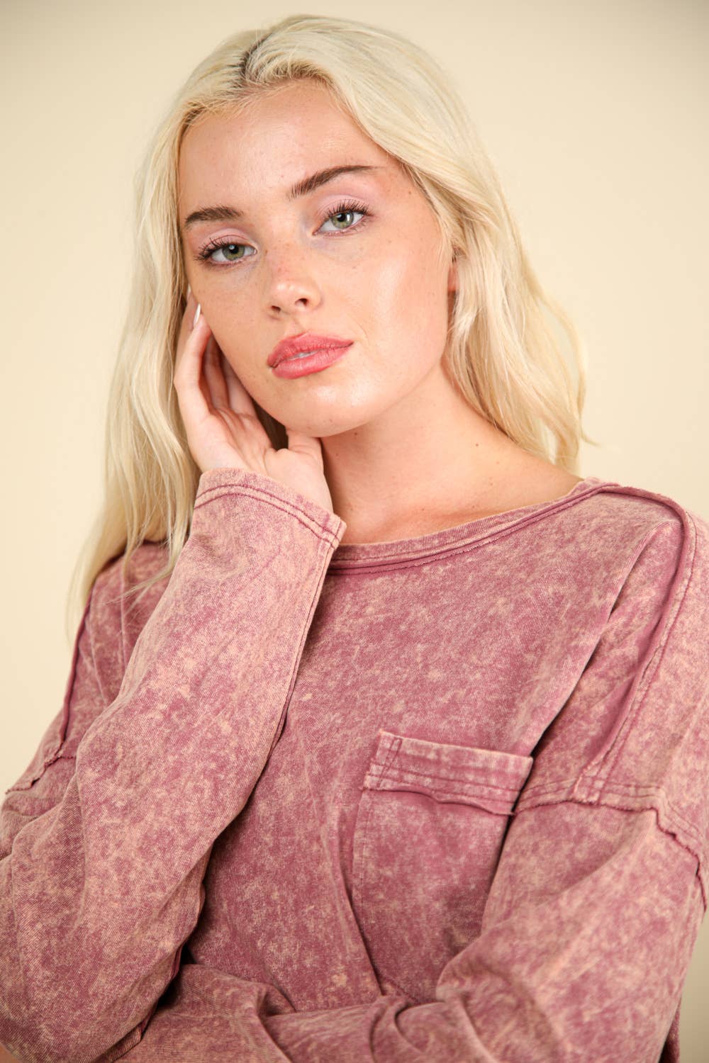 Mineral Washed Knit Top (mauve)