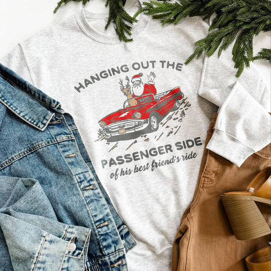 Passenger Side Santa & Rudolph Sweatshirt