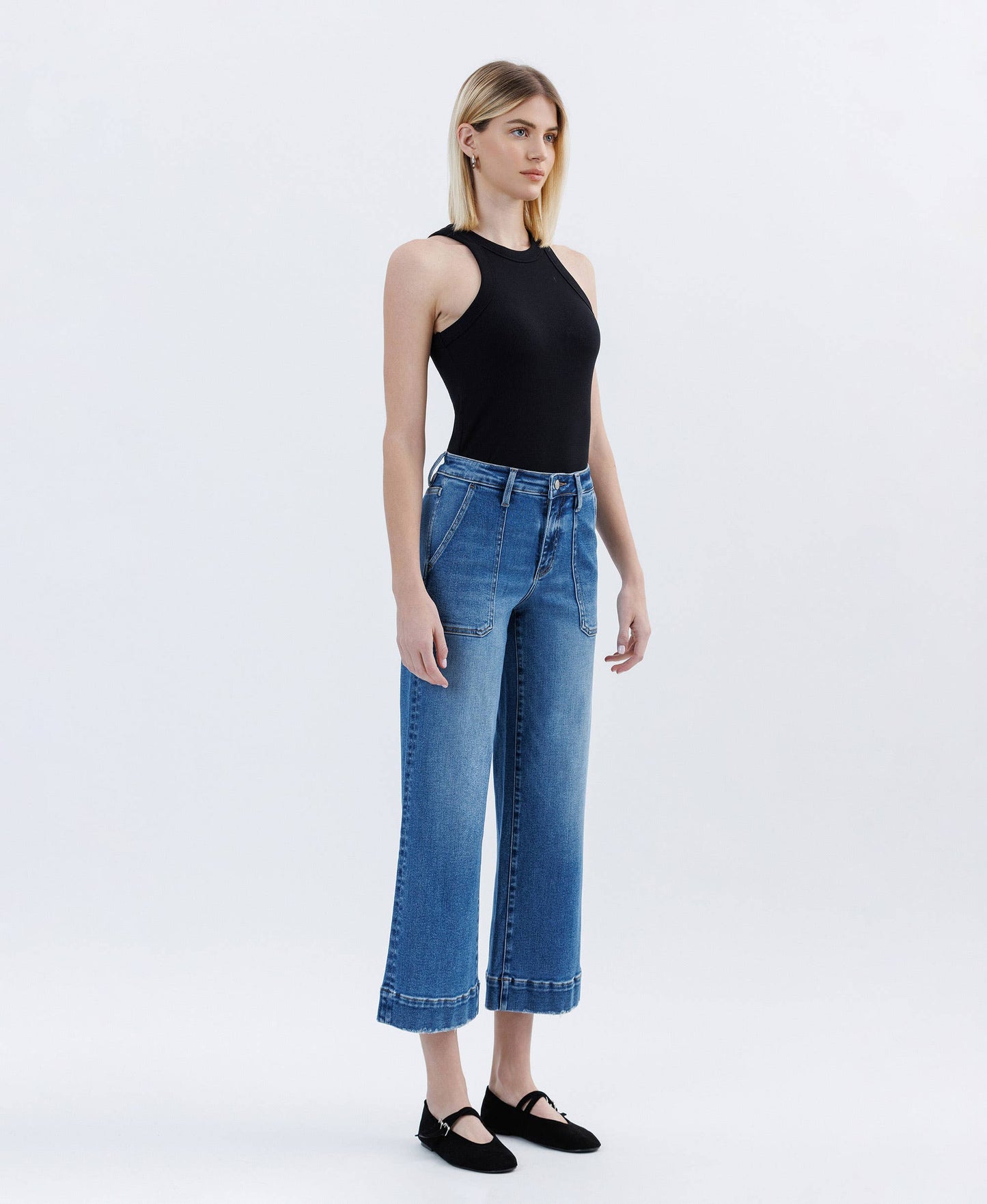 HR Crop Wide Leg Utility Jean