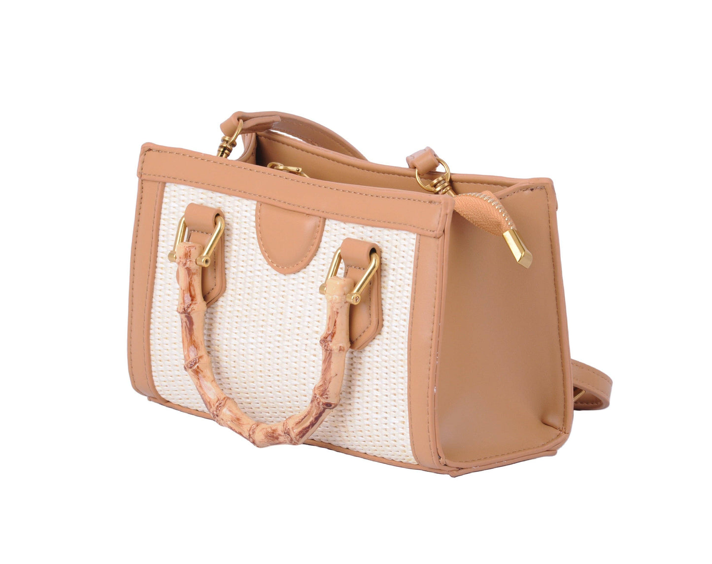 Bamboo Handle and Raffia Body Bag