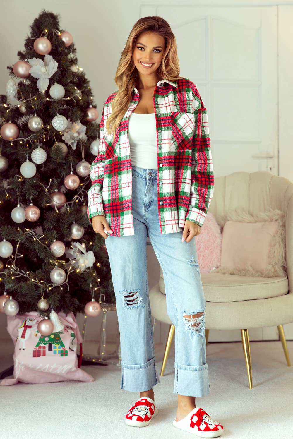 Christmas Plaid Flannel Shacket