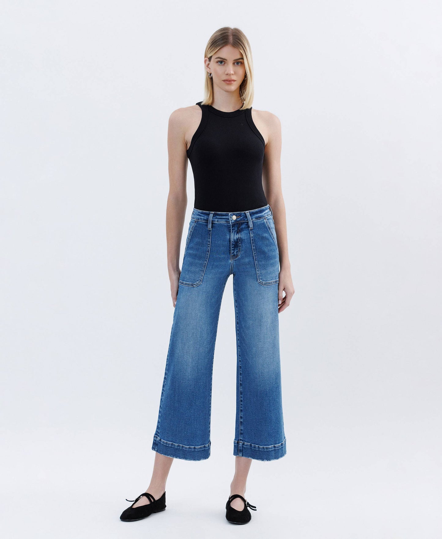 HR Crop Wide Leg Utility Jean