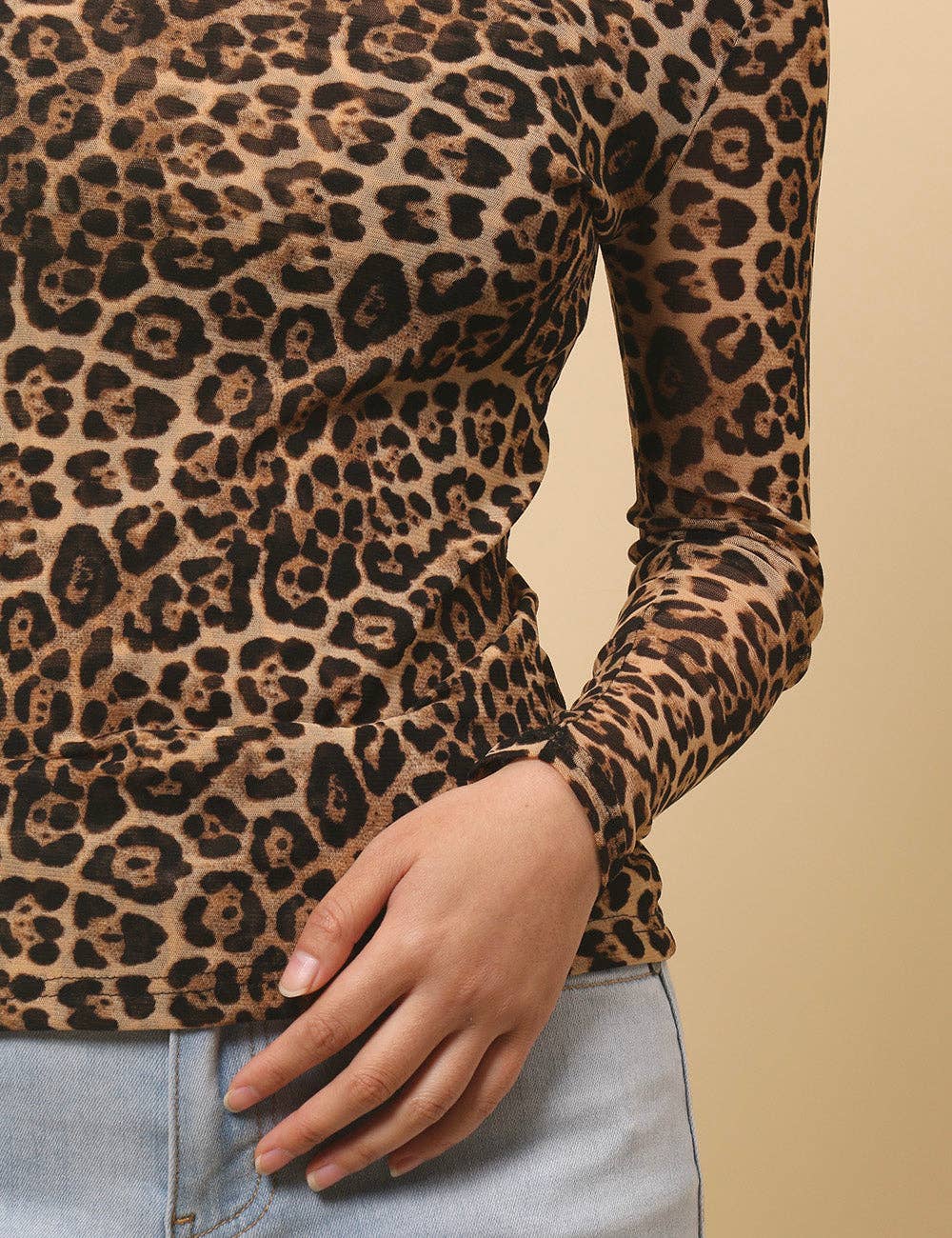 Leopard Print Mesh Top