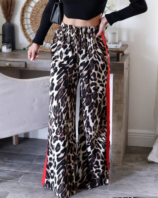 Leopard Side Striped Pants