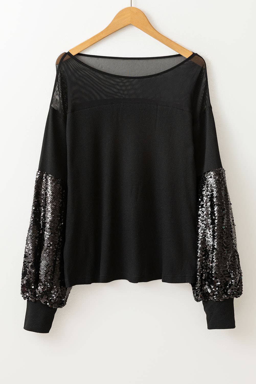 Sequin Lantern Sleeve Blouse