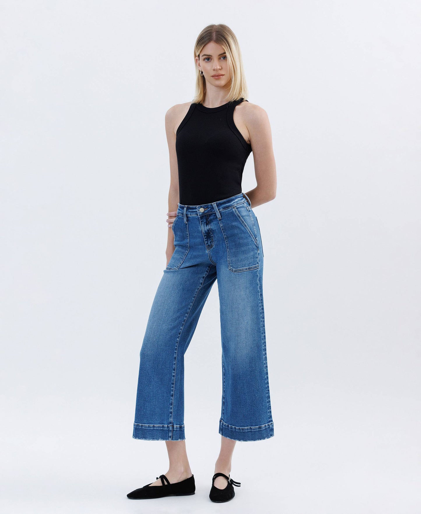 HR Crop Wide Leg Utility Jean