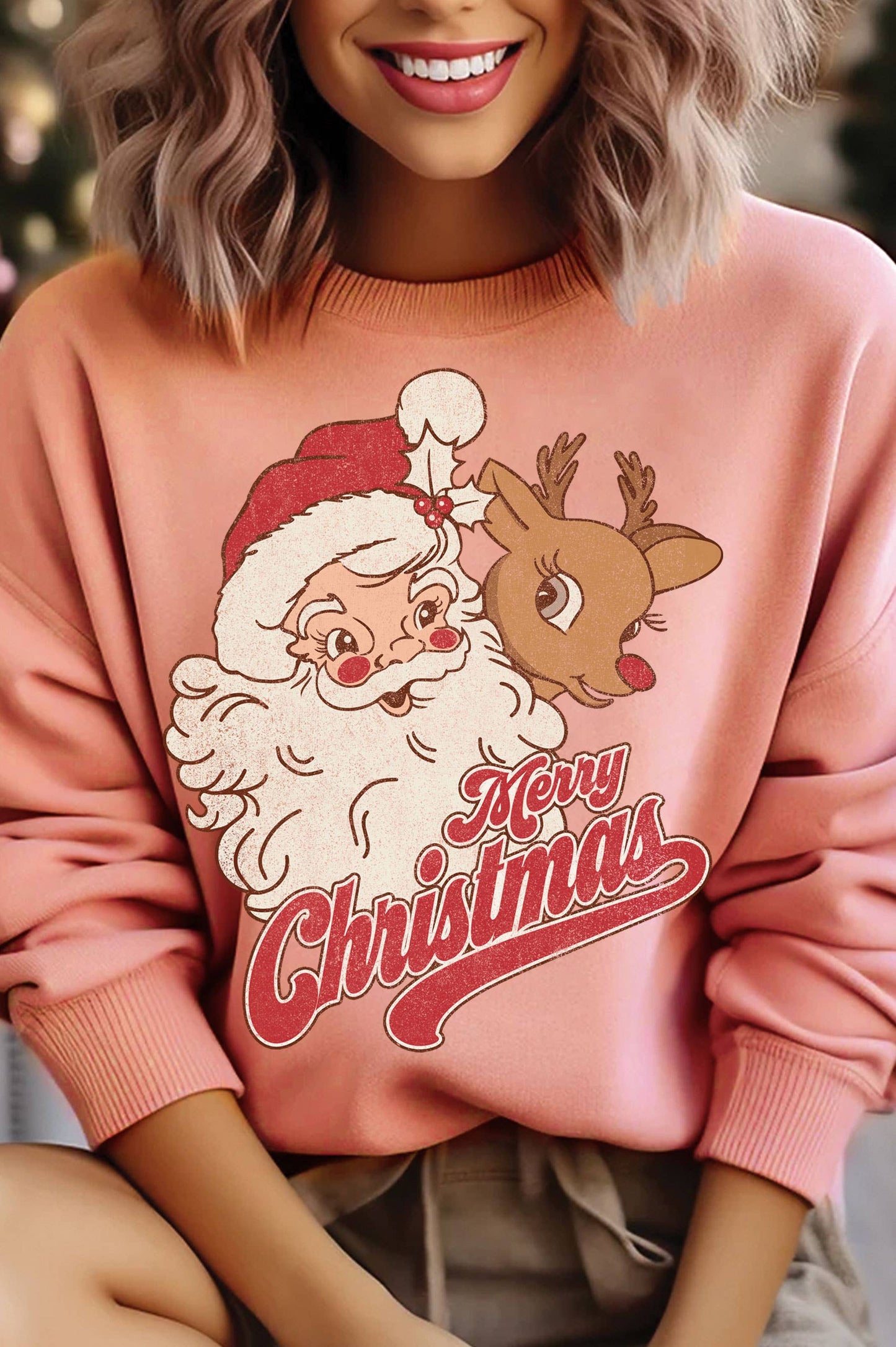 SANTA AND RUDOLPH CHRISTMAS SWEATSHIRT (2 COLORS)