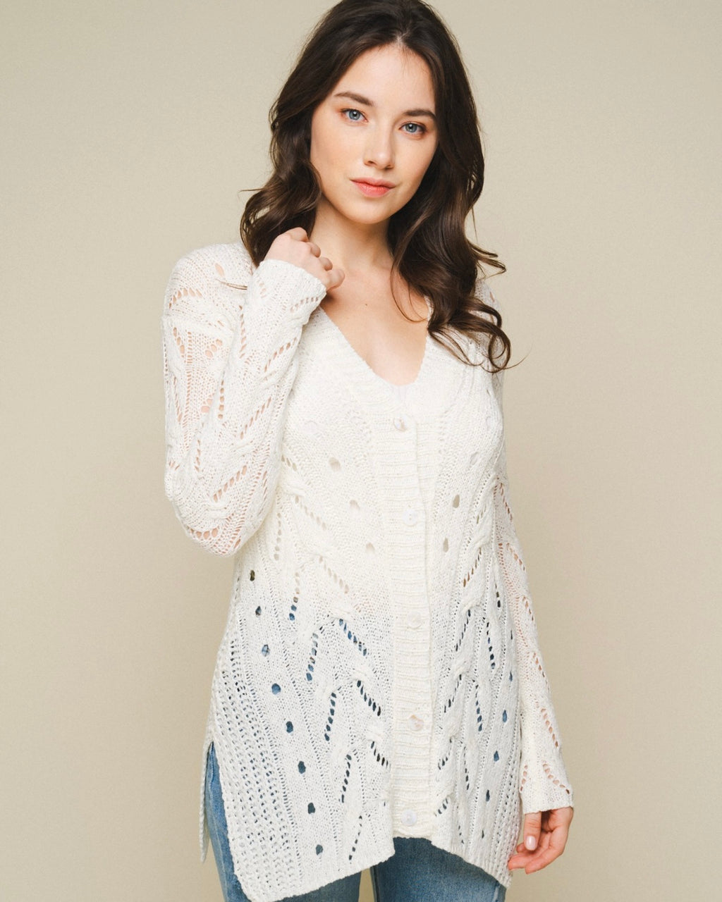 Cable Stitch Button Cardigan