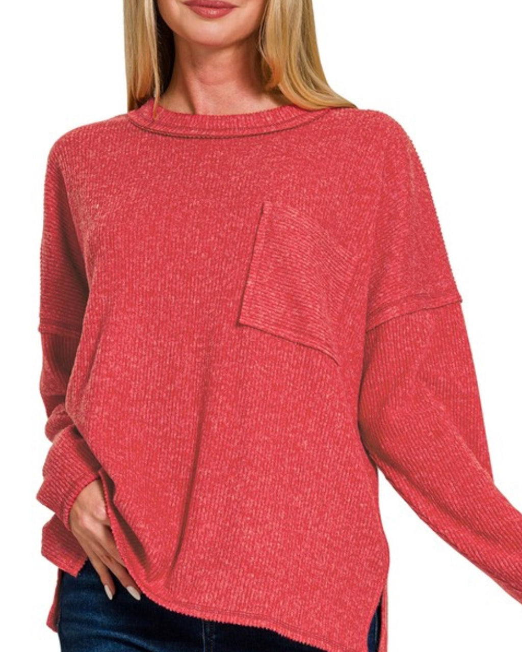 Long Sleeve Brushed Knit Sweater