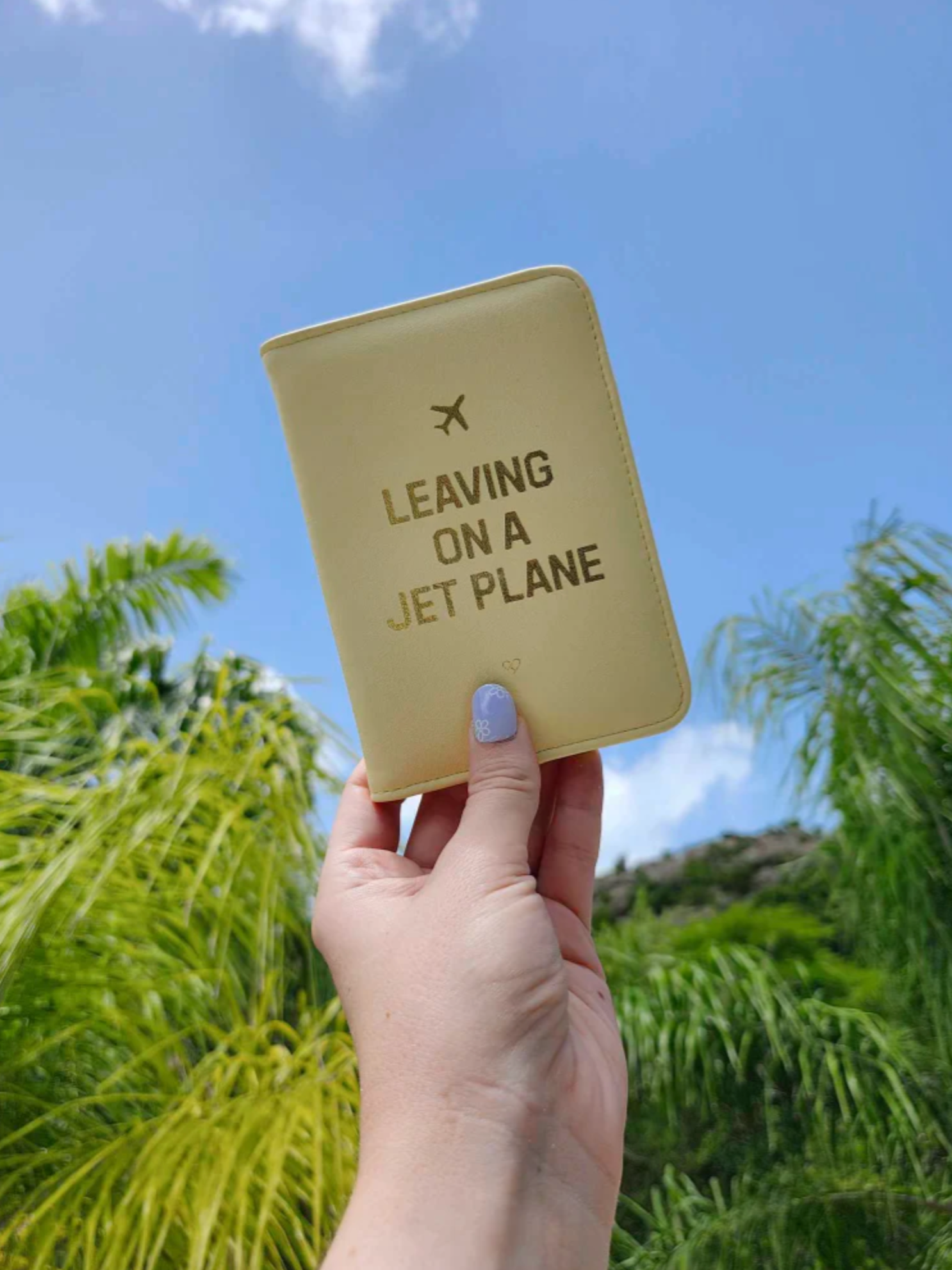 Leaving On A Jet Plane Passport Cover Wallet Pastel Yellow