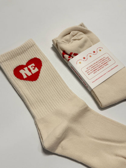 Nebraska Heart Crew Sock